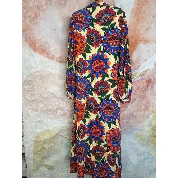 Anthropologie Farm Rio Long-Sleeve Button-Front Midi Dress - Picture 7 of 8